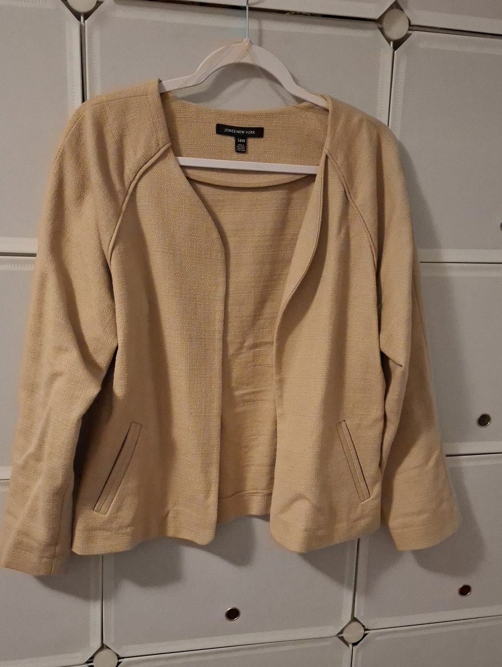 Jones New York Beige Open-Front Textured Jacket